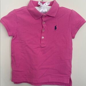 Ralph Lauren Girls Pink Polo with Navy Pony